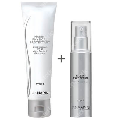 Jan Marini C-ESTA Face Serum + Marini Physical Protectant Tinted SPF 45 ZESTAW Serum do twarzy z witaminą C i DMAE 30 ml + Krem ochronny koloryzujący, 57 g