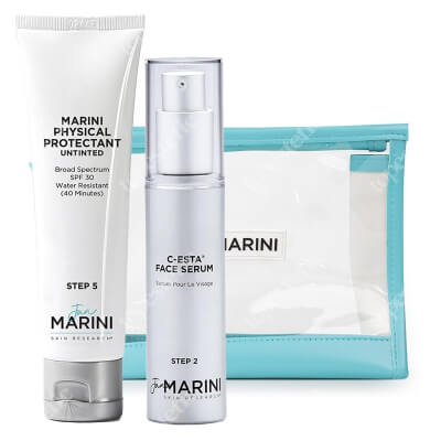 Jan Marini C-ESTA Face Serum + Marini Physical Protectant Untinted SPF 30 ZESTAW Serum do twarzy z witaminą C i DMAE 30 ml + Krem ochronny 57 g + Kosmetyczka 1 szt