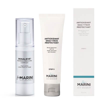 Jan Marini Codzienna Pielęgnacja Redukująca Przebarwienia ZESTAW Lotion redukujący zaczerwienienia 30 ml + Antyoksydacyjny krem ochronny 57 g