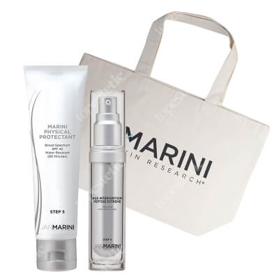 Jan Marini Marini Physical Protectant Tinted SPF 45 + Age Intervention Peptide Extreme + Torba Jan Marini ZESTAW Krem ochronny koloryzujący SPF 45, 57 g + Lotion regenerujący po zabiegach estetycznych 30 ml + Płócienna 1 szt