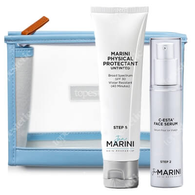 Jan Marini Marini Physical Protectant Untinted SPF 30 + C-ESTA Face Serum  ZESTAW Krem ochronny 57 g + Serum do twarzy z witaminą C i DMAE 30 ml + Kosmetyczka Topestetic 1 szt