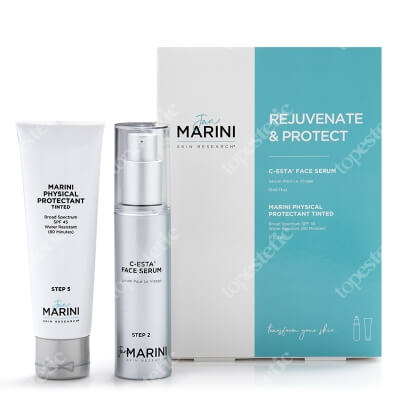 Jan Marini Odmładzanie i Ochrona ZESTAW Serum do twarzy z witaminą C i DMAE 30 ml + Krem ochronny koloryzujący SPF 45 57 g