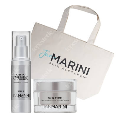 Jan Marini Skin Zyme + C-ESTA Face Serum Oil Control + Torba Jan Marini ZESTAW Maska enzymatyczna 57 g + Serum z witaminą C i DMAE dla skóry tłustej 30 ml + Płócienna 1 szt