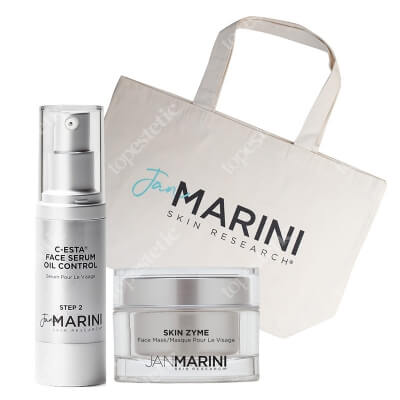 Jan Marini Skin Zyme + C-ESTA Face Serum Oil Control ZESTAW Maska enzymatyczna 57 g + Serum z witaminą C i DMAE dla skóry tłustej 30 ml + Torba 1 szt
