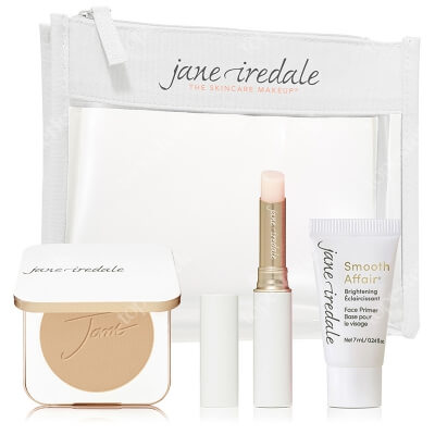 Jane Iredale Forever You Kit (Amber) ZESTAW Puder prasowany Amber wkład 9,9 g + Puderniczka 1 szt + Pomadka Forever You 3 g + Mini baza rozświetlająca 7 ml + Kosmetyczka