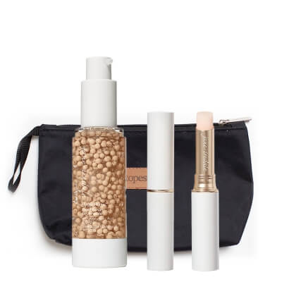 Jane Iredale Just Kissed + HydroPure Tinted Serum ZESTAW Pomadka do ust i policzków (Forever You) 3 g + Minerały (kolor Fair 1) 30 ml + Kosmetyczka 1 szt