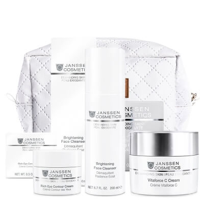 Janssen Cosmetics Demanding Skin Set ZESTAW Mleczko oczyszczające 200 ml + Krem z witaminą C 50 ml + Krem na okolicę oczu 15 ml + Kosmetyczka 1 szt