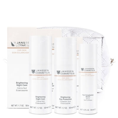 Janssen Cosmetics Fair Skin Set ZESTAW Serum 30 ml + Krem na dzień 50 ml + Krem na noc 50 ml + Kosmetyczka 1 szt