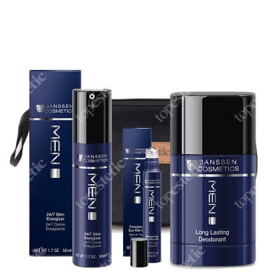 Janssen Cosmetics Men Care ZESTAW Roll-on do okolicy oczu 15 ml + Dezodorant w sztyfcie 30 g + Krem na dzień i na noc 50 ml + Kosmetyczka 1 szt