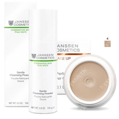 Janssen Cosmetics Perfect Cover Cream + Gentle Cleansing Powder ZESTAW Kamuflaż - korektor (kolor 04) 5 ml + Delikatny proszek oczyszczający 100 g