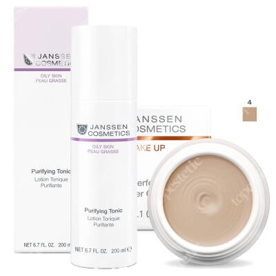 Janssen Cosmetics Perfect Cover Cream + Purifying Tonic Lotion ZESTAW Kamuflaż - korektor (kolor 04) 5 ml + Bezalkoholowy tonik oczyszczający 200 ml