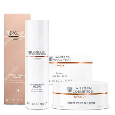 Janssen Cosmetics Perfect Make Up ZESTAW Podkład do perfekcyjnego rozświetlenia skóry (Kolor 01) 30 ml + Puder transparentny/utrwalający 30 g