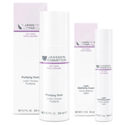 Janssen Cosmetics Purifying And Mattifying ZESTAW Tonik oczyszczający 200 ml + Lekki krem matujący 50 ml