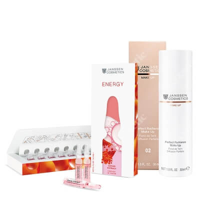 Janssen Cosmetics Shiny Skin ZESTAW Ampułka regenerująca skórę 7x2 ml + Podkład do perfekcyjnego rozświetlenia skóry (Kolor 02) 30 ml