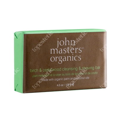 John Masters Organics Birch & Cedarwood Cleansing & Shaving Bar Mydło brzozowo - cedrowe 128 g
