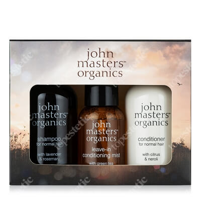 John Masters Organics Dicovery Box ZESTAW Szampon do włosów normalnych 60 ml + Odżywka do włosów normalnych 60 ml + Odżywka bez spłukiwania 30 ml