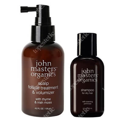John Masters Organics Scalp Follicle Treatment & Volumizer + Shampoo For Dry Hair Evening Primrose ZESTAW Spray pobudzający porost włosów 125 ml + Wieczorny pierwiosnek - szampon do suchych włosów 60 ml