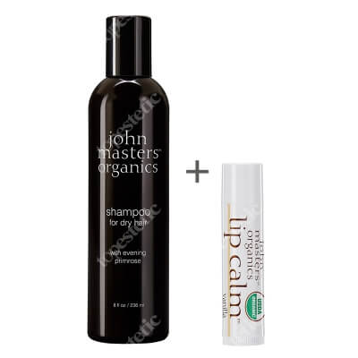 John Masters Organics Shampoo For Dry Hair With Evening Primrose + Szminka Gratis ZESTAW Szampon do włosów suchych z wieczornym pierwiosnkiem 236 ml + Balsam do ust - Wanilia 4 g