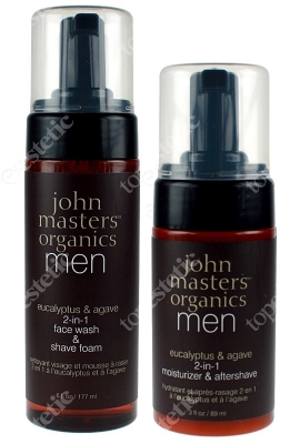 John Masters Organics Zestaw dla mężczyzn Krem nawilżający + Pianka do mycia i do golenia 2w1 89 ml, 177 ml