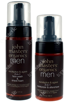 John Masters Organics Zestaw dla mężczyzn Krem nawilżający + Pianka do mycia i do golenia 2w1 89 ml, 177 ml