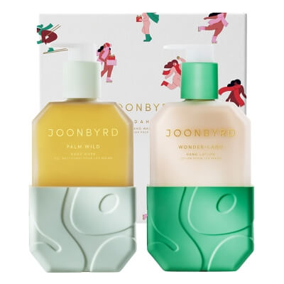 Joonbyrd Lend A Hand ZESTAW Płyn do mycia rąk o nutach zapachowych bursztynu, jaśminu, brązowego cukru i pomarańczy 300 ml + Balsam do rąk 300 ml