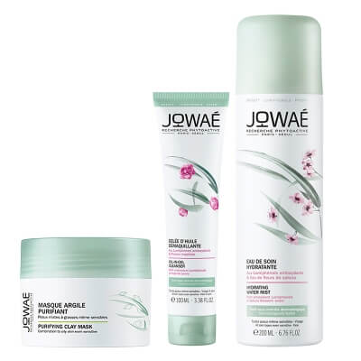 Jowae Clean And Fresh Skin Routine ZESTAW Oczyszczający olejek w żelu 100 ml + Oczyszczająca maska z glinką 50 ml + Pielęgnująca woda nawilżająca w sprayu 200 ml