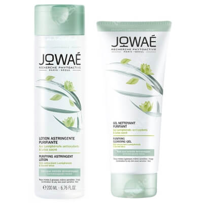 Jowae Clean Routine ZESTAW Oczyszczający żel myjący 200 ml + Oczyszczający tonik zwężający pory 200 ml