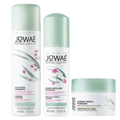 Jowae Clean Routine ZESTAW Pianka micelarna 150 ml + Woda nawilżająca w sprayu 200 ml + Oczyszczająca maska z glinką 50 ml