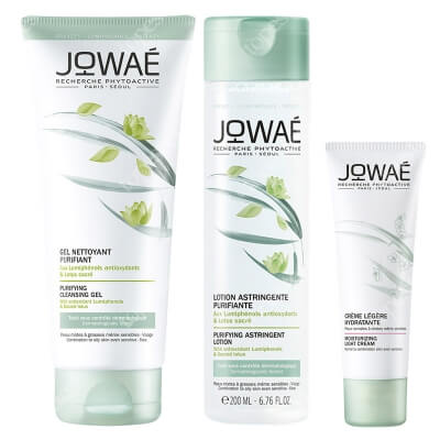 Jowae Fresh And Clean Skin Set ZESTAW Żel myjący 200 ml + Tonik zwężający pory 200 ml + Lekki krem nawilżający 40 ml