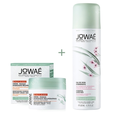 Jowae Moisturizing Overnight Recovery Cream-Mask + Hydrating Water Mist ZESTAW Nawilżająco-regenerujący krem na noc 40 ml + Pielęgnująca mgiełka 200 ml