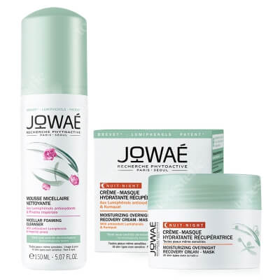 Jowae Night Care ZESTAW Oczyszczająca pianka micelarna 150 ml + Nawilżająco-regenerujący krem-maska do twarzy na noc 40 ml