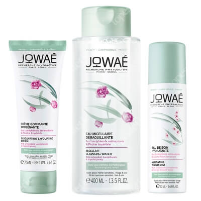 Jowae Oxygenating Hydra Set ZESTAW Woda micelarna do demakijażu 400 ml + Złuszczający krem dotleniający 75 ml + Woda nawilżająca w sprayu 50 ml