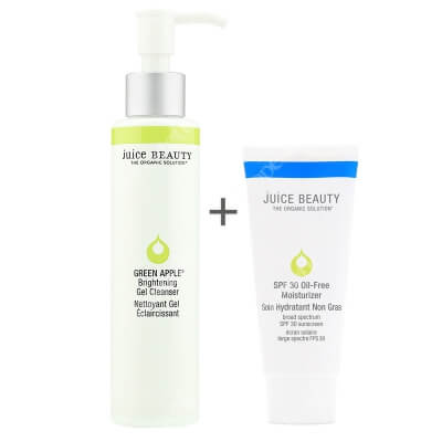 Juice Beauty Brightening Gel Cleanser + Oil Free Moisturizer SPF 30 ZESTAW Rozświetlający żel oczyszczający 133 ml + Krem nawilżający z filtrem 60 ml