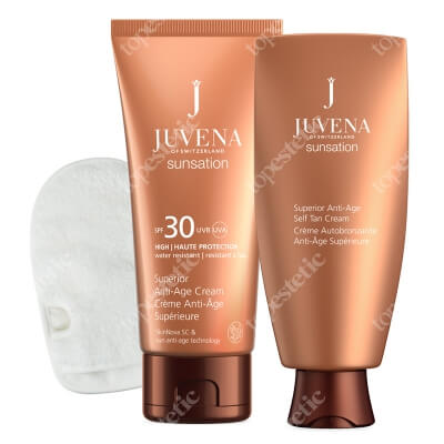 Juvena Sun Set SPF 30 ZESTAW Przeciwstarzeniowy krem do opalania SPF30 75 ml + Krem samoopalający z efektem przeciwstarzeniowym 150 ml + Rękawica gratis