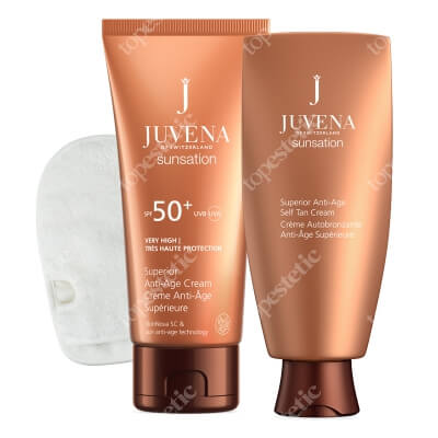 Juvena Sun Set SPF 50 ZESTAW Przeciwstarzeniowy krem do opalania SPF 50+ 75 ml + Krem samoopalający  150 ml + Rękawica gratis