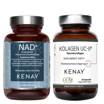 Kenay NAD+ + Kolagen UC-II ZESTAW Suplement diety 30 kaps. + Naturalny kolagen suplement diety 30 kaps.