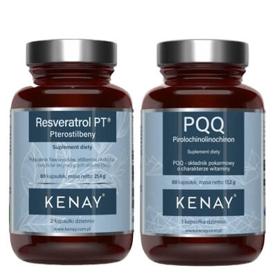 Kenay Resveratrol PT Pterostilbeny + PQQ Pirolochinolinochinon ZESTAW Suplement diety 60 kapsułek + Suplement diety 60 kapsułek