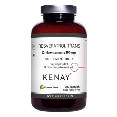 Kenay Resveratrol Trans Zmikronizowany 100 mg Suplement diety 300 kapsułek