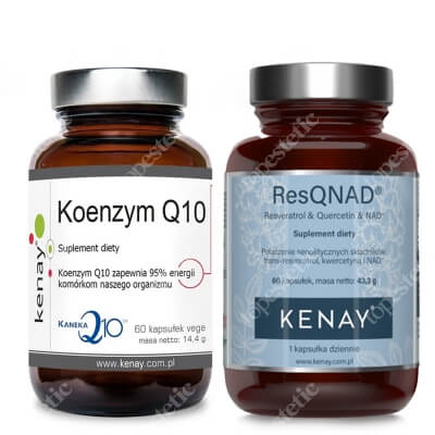 Kenay Suplementacja Przeciwzmarszczkowa ZESTAW Koenzym Q10 60 kapsułek + Resweratrol, kwercetyna i NAD+ 60 kapsułek