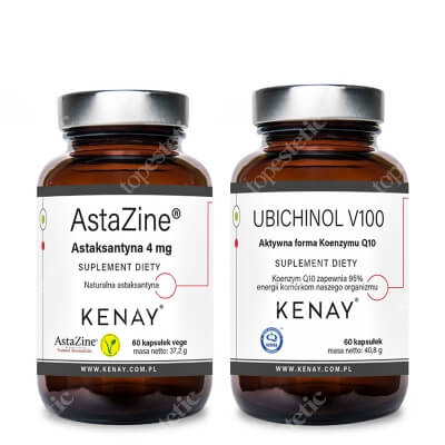 Kenay Zdrowa Skóra i Redukcja Zmarszczek ZESTAW Aktywna forma Koenzymu Q10 60 kapsułek + Astaksantyna 4 mg suplement diety 60 kapsułek