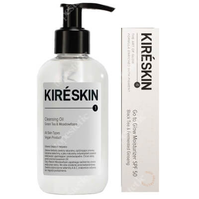 Kire Skin Cleansing Oil + Go To Glow Moisturizer SPF 50  ZESTAW Olejek oczyszczający 200 ml + Krem ochronny 50 ml