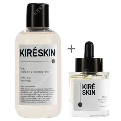 Kire Skin Codzienna Pielęgnacja Cery Suchej ZESTAW Tonik, korzeń Żeń Szeń i Kwiat Ylang Ylang 200 ml + Serum, fermentowany korzeń Żeń Szenia i nasion papai 30 ml