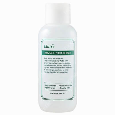 Klairs Daily Skin Hydrating Water Nawadniający tonik na bazie składników certyfikowanych jako EWG GREEN 500 ml