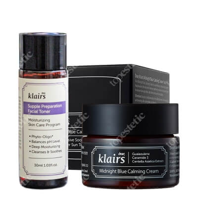 Klairs Facial Toner + Calming Cream ZESTAW Tonik to twarzy 30 ml + Łagodzący podrażnienia krem 30 ml