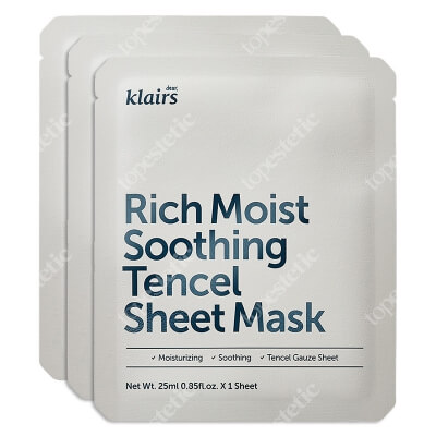 Klairs Rich Moist Soothing Tencel Sheet Mask ZESTAW Maseczka łagodząca 3 x 25 ml