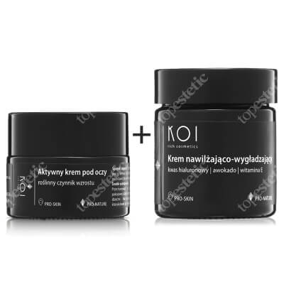 Koi Aktywny Krem Pod Oczy + Krem Nawilżająco-Wygładzający ZESTAW Roślinny czynnik wzrostu 15 ml + Kwas hialuronowy, awokado, witamina E 30 ml