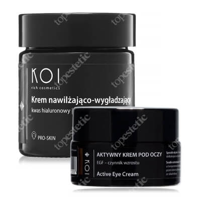 Koi Aktywny Krem Pod Oczy + Krem Nawilżająco-Wygładzający ZESTAW Roślinny czynnik wzrostu 15 ml + Kwas hialuronowy, awokado, witamina E 30 ml