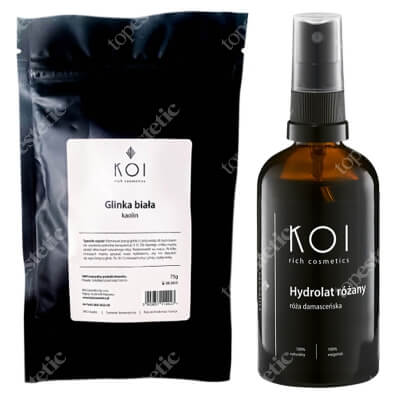 Koi Hydrolat Różany + Biała Glinka ZESTAW Róża damasceńska 100 ml + Kaolin 75 g