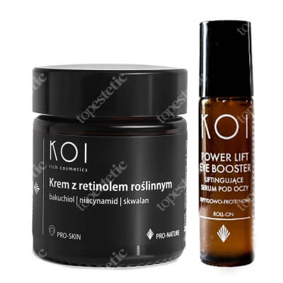 Koi Liftingujące Serum pod Oczy + Krem z Retinolem Roślinnym ZESTAW Peptydy, proteiny 10 ml + Bakuchiol, niacynamid, skwalan 30 ml