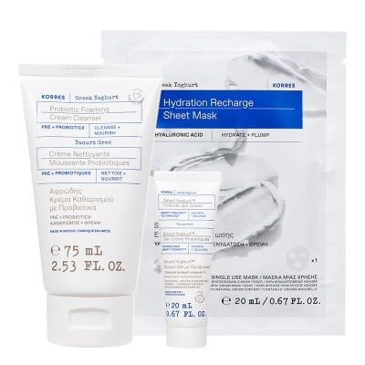Korres Basic Set ZESTAW Żel do mycia twarzy 75 ml + Maska w płachcie 20 ml + Żel-krem probiotyczny 20 ml